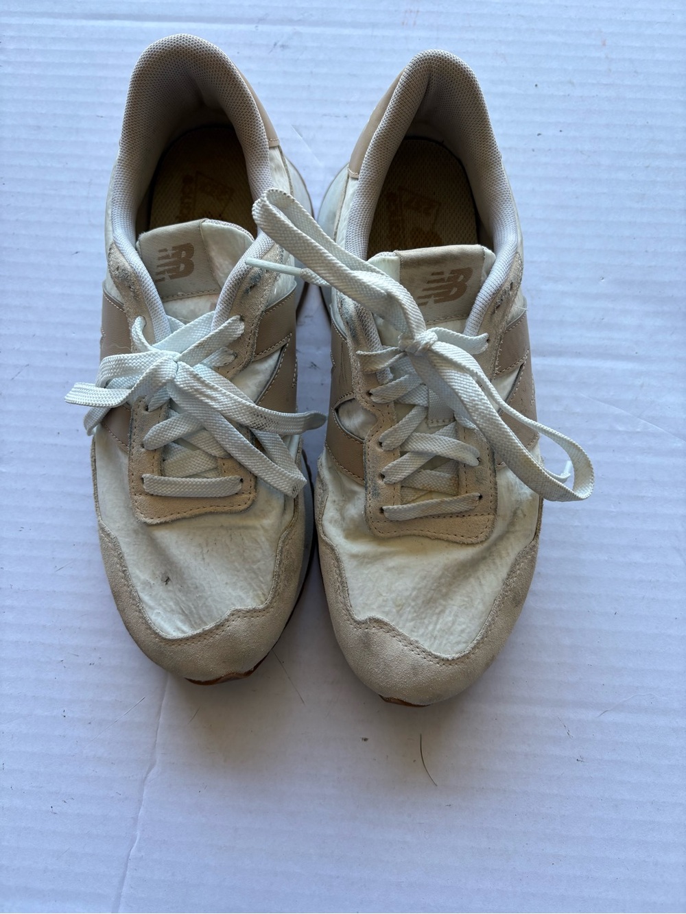 New Balance Women's Off-White Cream Lace-Up Sneakers-237